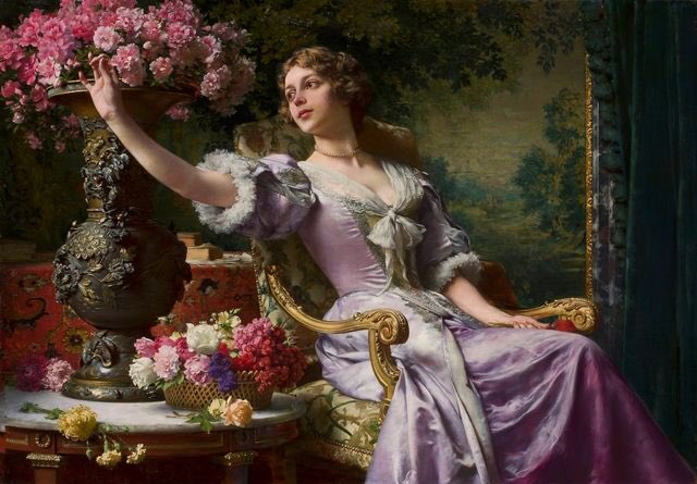 0 0 0 0 Czachorski, wladyslaw lady in a lilace dress with flowers 1903