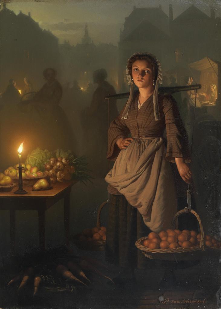 0 0 a a b b art petrus van schendel 1869 marketplace by candlelight