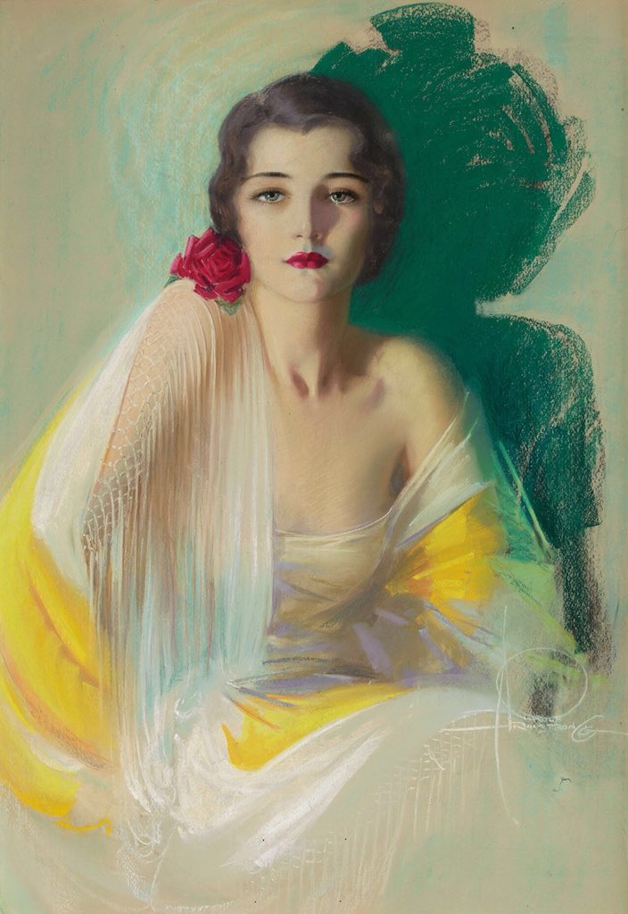 0 0 a a b b beauty with a rose rolf armstrong 1926 pastel on parchment