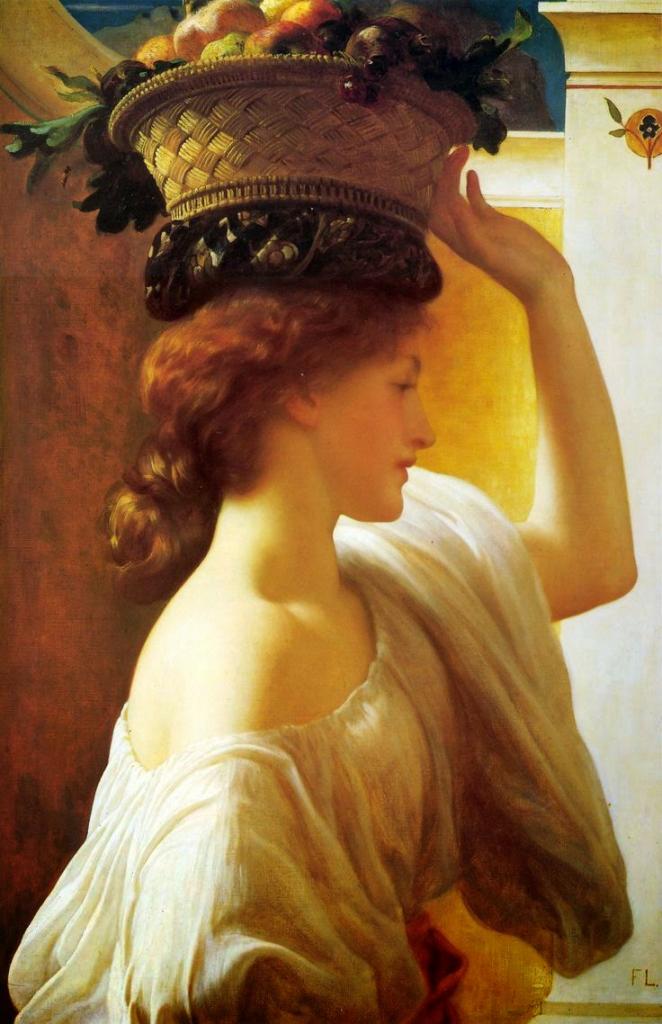 0 0 a a b b frederic leighton firl with a basket of fruit 1830 1896