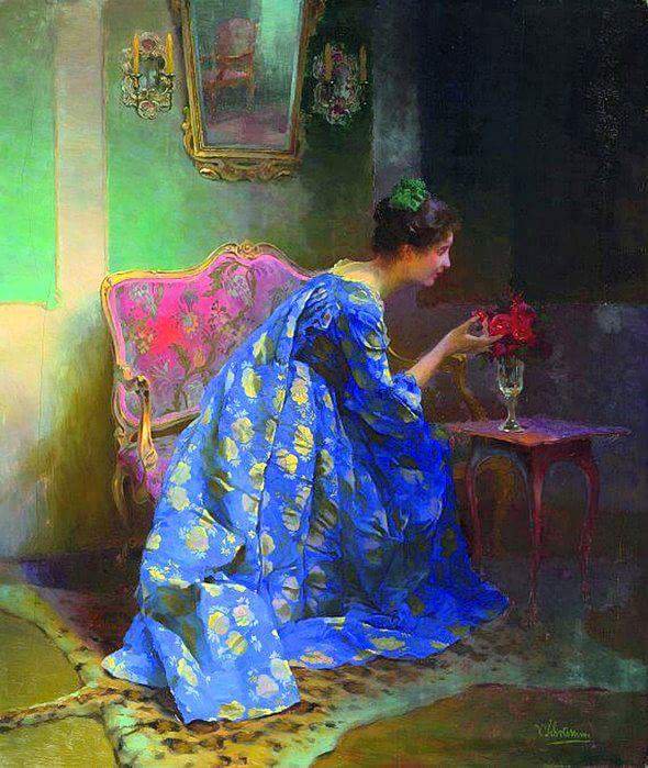 0 0 art donna in blue viktor schramm 1897
