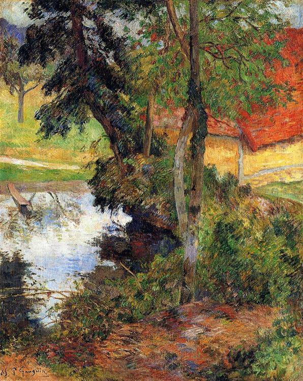 a a a a a art gauguin red roof by the water 1885 oil on c christian dec 14