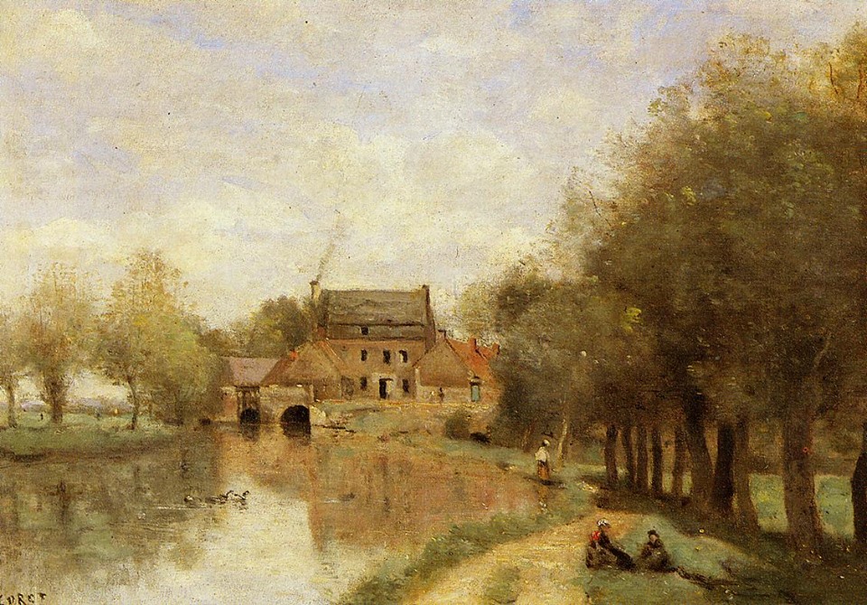 a a a a a art jean baptiste camille corot  the deocourt mill  on the sensee 1871