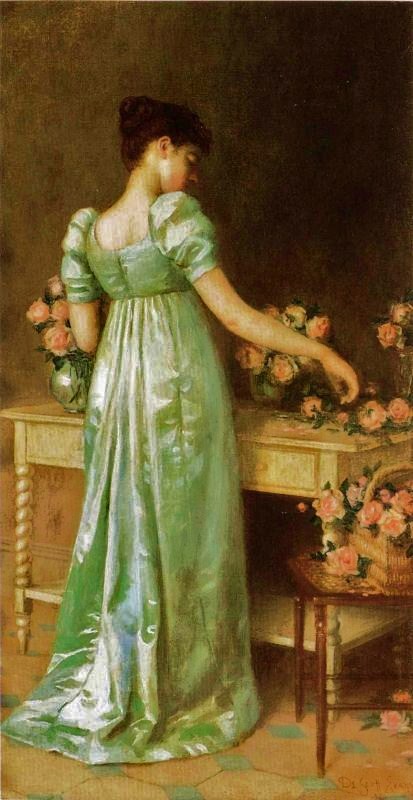 a a a a de scott evans arranging pink roses 1891 oil on c