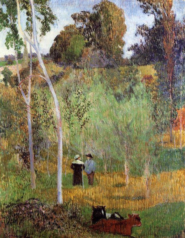 a a gaugin (paul) shepherd and shepherdess in a meadow year Q august 3