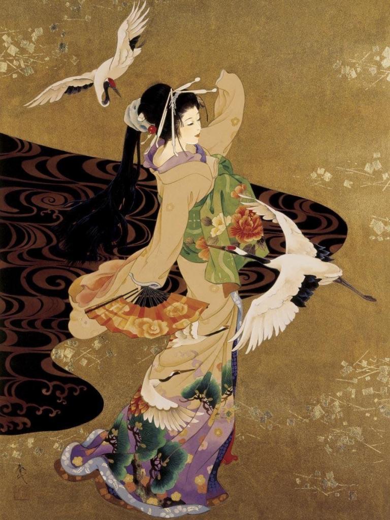 afternoon escape dance of cranes  by morita