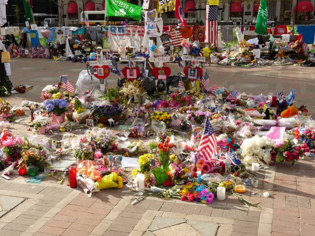 Copley Square in the days after the Marathon bombing in 2013.
