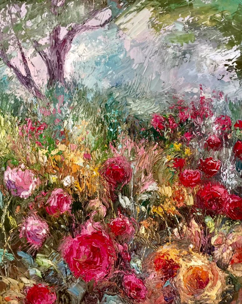 rose and thorn peggy ann thompson palette knife oil