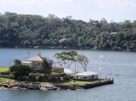 Sydney Harbour, near Balmain. I can't remember whether this was an island or a point but I like the old buildings which clearly were important in colo